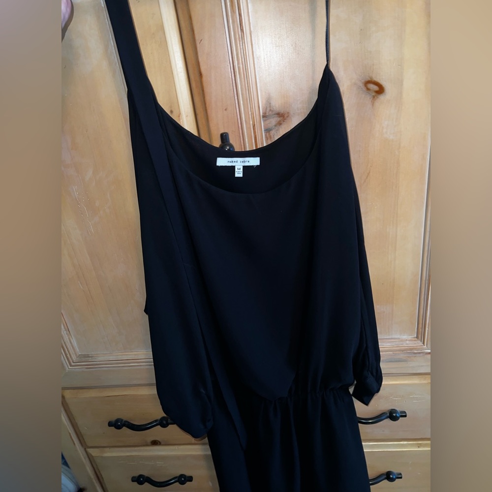 Black dress with straps and sleeves